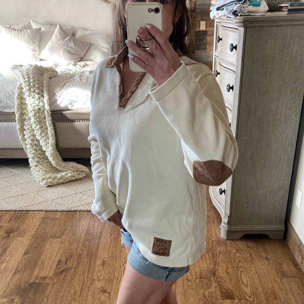 Vintage 90s Lauren Ralph Lauren Knit Cotton V Neck Western Retro Sweater Top - Picture 4 of 11